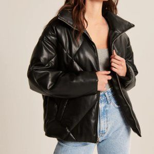 Abercrombie Vegan Leather puffer jacket - small